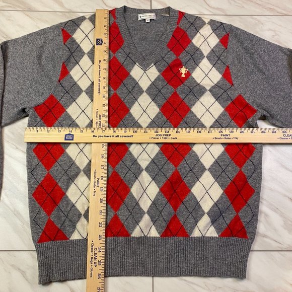 Peter Millar 100% Pure Cashmere Pullover V Neck Sweater Argyle PGA Golf Medium M - Picture 6 of 6